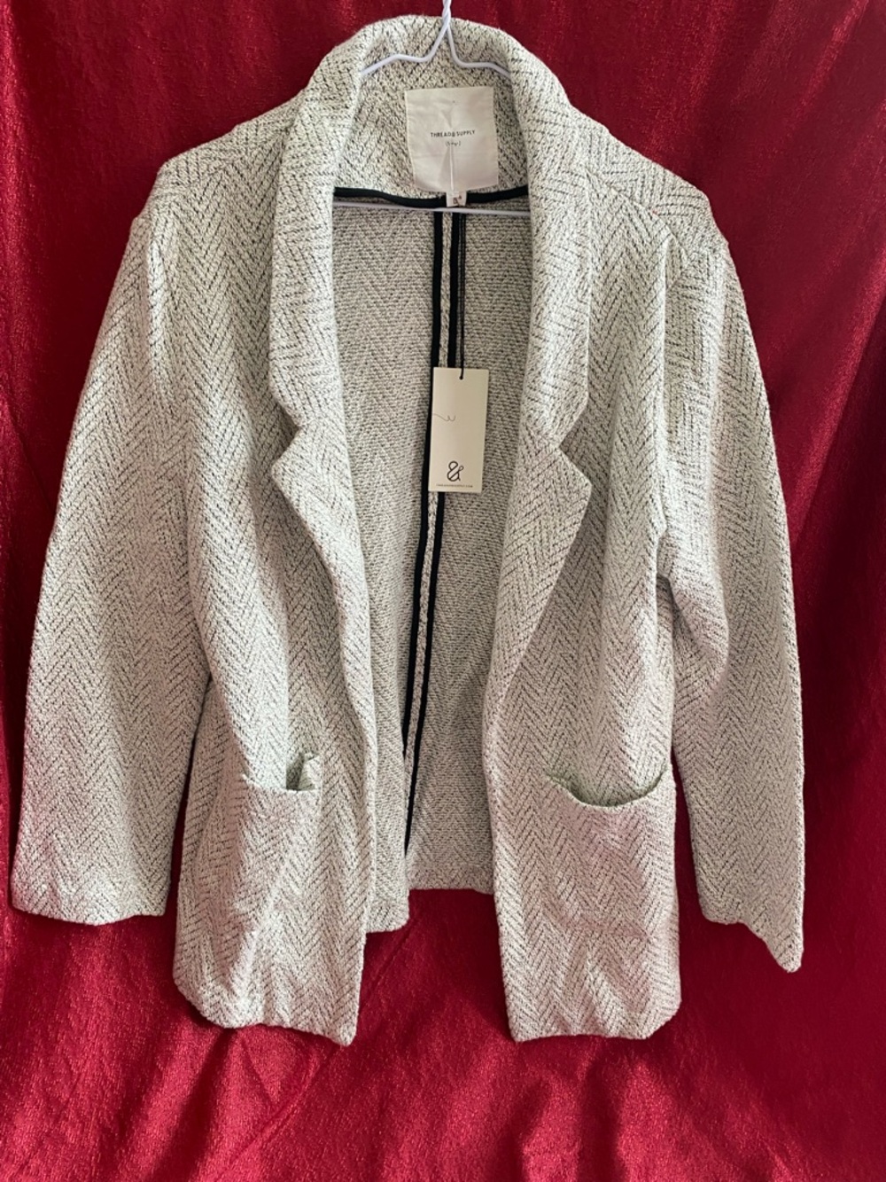 THREAD & SUPPLY OPEN FRONT CARDIGAN COAT LIGHT GREY WOMEN'S SIZE XL NWT